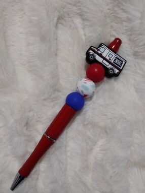 Mail Truck Red Ballpoint Pen with Colorful Beads